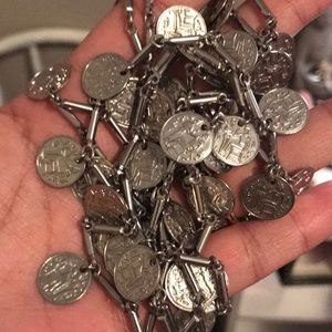 Long boho coin necklace